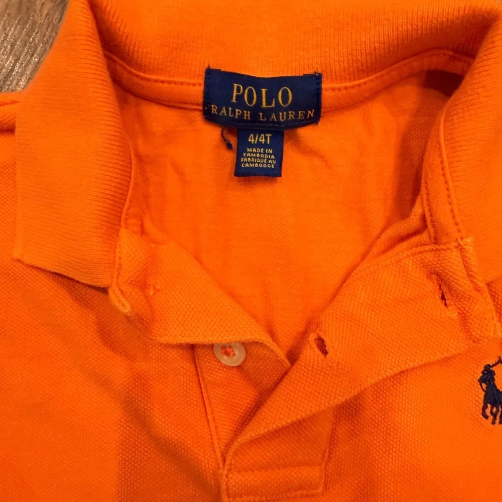 Polo Ralph Lauren Kids Shirts Bundle 5pc Size 4T Orange White Striped Polos Tees - Picture 3 of 16